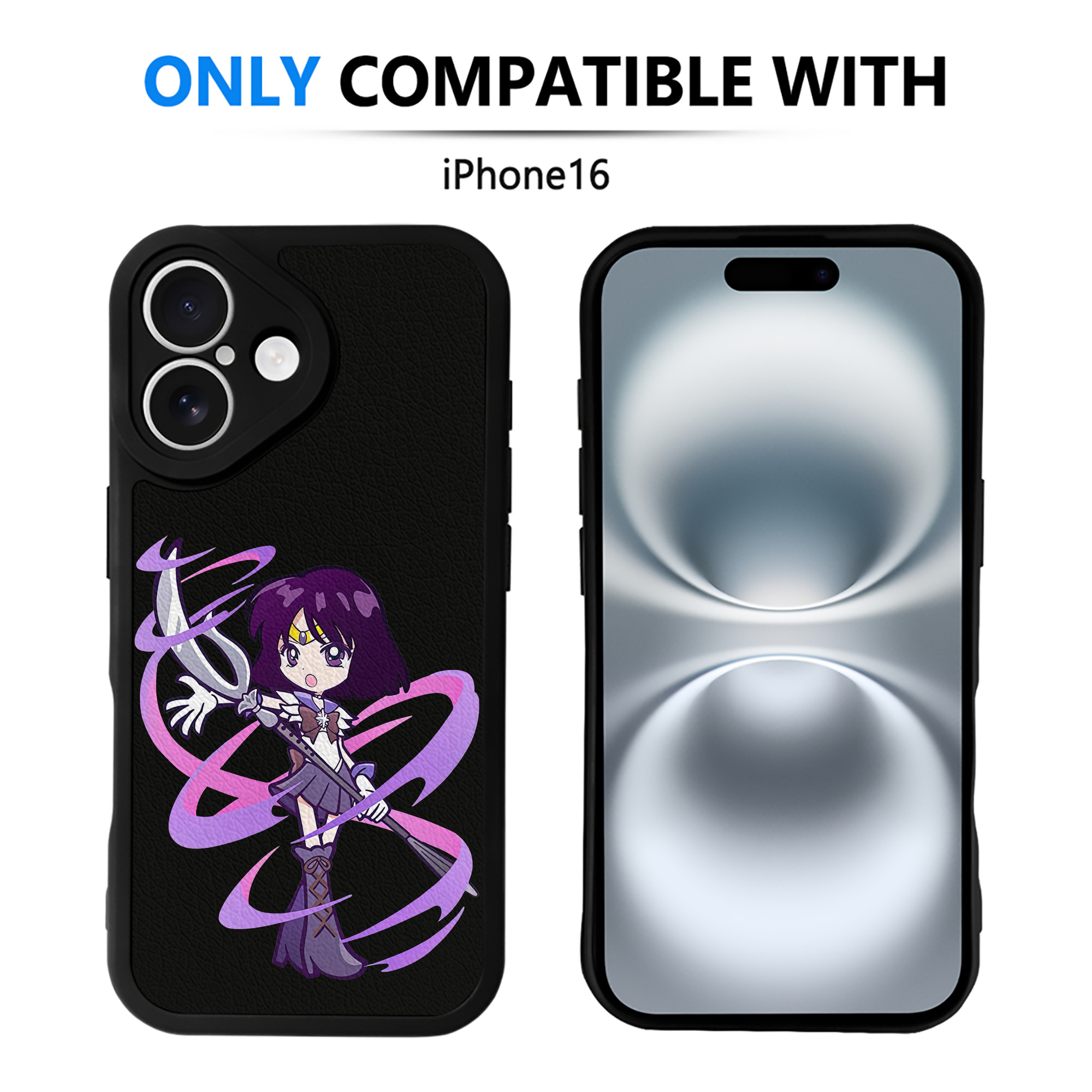 （画像用） 美少女戦士セーラームーン 土萠ほたる Sailor Moon Tomoe Hotaru （セーラーサターン；Sailor Saturn） 【iPhone 16シリーズ対応】シリコンスマホケース（レザー調） 材質：シリコン
